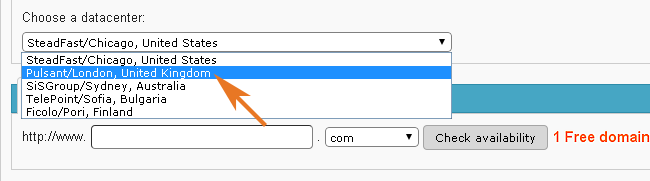 Choose the UK Data Center at Hosting Signup